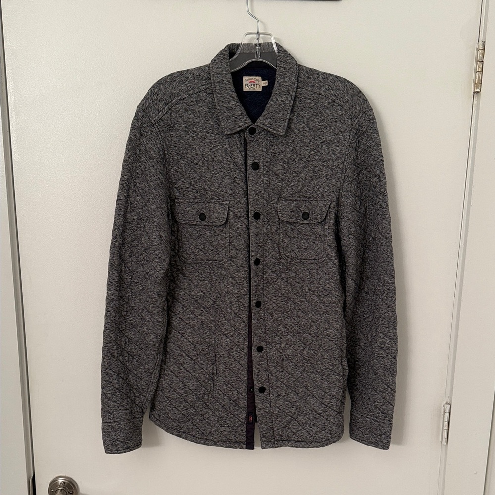 Faherty Men's Gray Quilted Shirt Jacket